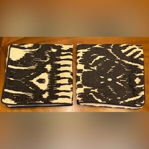 Villa 100% Linen Black/Beige Ikat Print 2 Pillow Covers.22”x22”